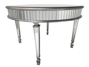 Elegante <span class=keywords><strong>Tavolo</strong></span> <span class=keywords><strong>da</strong></span> <span class=keywords><strong>Pranzo</strong></span> Rotondo <span class=keywords><strong>con</strong></span> Specchio e <span class=keywords><strong>Piano</strong></span> <span class=keywords><strong>in</strong></span> <span class=keywords><strong>Vetro</strong></span> Argentato Anticato - Product Image 3