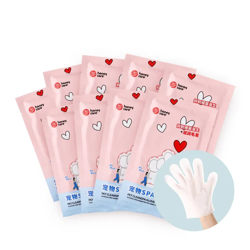 Honeycare 2022 Hot New Product Plant Essence Cat and Dog Bathing Clean SPA Glove wipes