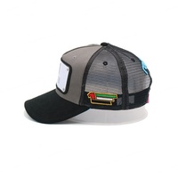 Chapeau plaque métallique à bord noir, casquette en maille noire avec logo brodé 3d, casquette de camionneur à 6 panneaux