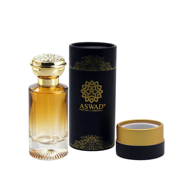 Caja de regalo de cilindro de perfume redondo, negro, para cosméticos, para embalaje de perfume, nuevo estilo