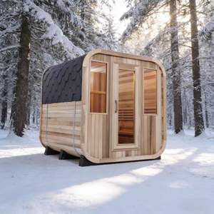 Sauna à vapeur carré en bois massif, 4 personnes, directement de l'usine, pour une revitalisation physique, sauna abordable pour une escapade spa à domicile - Product Image 4