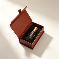 Boîte cadeau rigide personnalisée en gros avec logo estampé or pour flacon d'huile de parfum Oud Arabe, emballage pour huile essentielle Attar