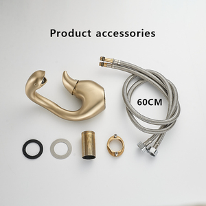 Hiện Đại Boong Gắn Rắn Brass Vàng Thiên Nga Vòi Nước Lưu Vực Bồn Rửa Tap Vanity Chậu Rửa Lạnh Hot Mixer Vòi Nước Cho Phòng Tắm - Product Image 3
