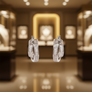 Orecchini a Cerchio in Oro Bianco E4464, Gioielli Unisex Geometrici Minimalisti - Product Image 2