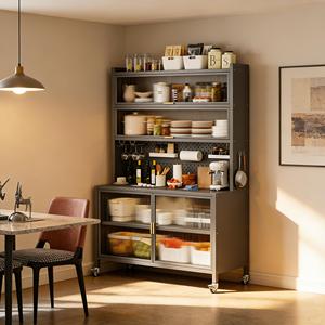 Moderno Armadio in Acciaio a 5 Ripiani, Ecologico, Modulare, Salvaspazio, Multiuso, Credenza per Soggiorno e Sala da Pranzo - Product Image 1