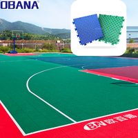 OBANA Tapis de sol pour terrain de basket-ball suspendu multifonctionnel, dalles en plastique, revêtement de sol sportif, résistant aux intempéries, antidérapant
