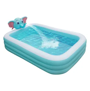 Elephant Inflatable Kiddie Swimming Pool with Sprinkler, Full-Sized Family Blow up Pool for Kids, Baby, Adults, Family