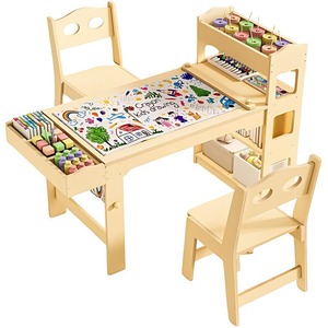 Table d'activités multifonctionnelle en bois pour enfants avec chaises et rangement pour le dessin et l'apprentissage - Product Image 1