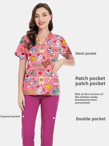 Ensemble de pantalons de travail en coton Dobby à imprimé dessin animé pour médecins, infirmières, pédiatres, dentistes, hôpitaux, uniformes de Noël et d'Halloween, ODM - Product Image 2