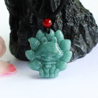 Pendentif pour femme en jadéite naturelle de qualité A, motif renard à neuf queues bleu aquatique, vente en gros en direct pour attractions touristiques