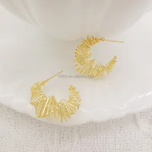 Popular Design Jewelry Brass Earrings With 14K Plated Gold Earring For Women Girl Fashion Jewelry