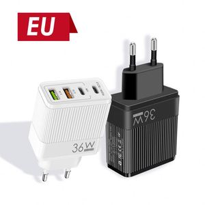 อะแดปเตอร์ชาร์จโทรศัพท์มือถือแบบเร็ว 36W 2PD+2USB ช่องเสียบหลายพอร์ต สำหรับ UK US EU - Product Image 3