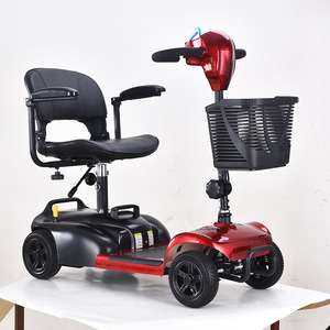 Scooter de movilidad eléctrico plegable de 4 ruedas, rojo, batería de 12 Ah, alcance de 15 km, para personas mayores y discapacitadas - Product Image 3