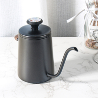 Bouilloire à café à Double paroi en acier inoxydable avec thermomètre, à col de cygne, 350ml