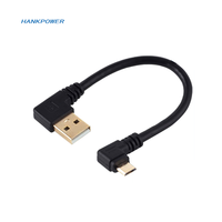 Câble de charge et de données Micro USB mâle vers USB A mâle à angle droit (90 degrés) OEM, 25 cm, 50 cm, 1 m, 1,5 m