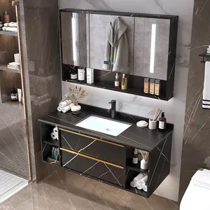 Lanjia, новинка 2022 года, туалетный столик AZG021 для ванной комнаты, шкафчик для лекарств в деревенском стиле с зеркалом, черный туалетный столик для ванной комнаты