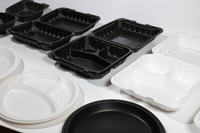 Boîtes alimentaires carrées à emporter et compatibles micro-ondes, réutilisables et en matériaux recyclés, emballages alimentaires écologiques et durables pour la restauration