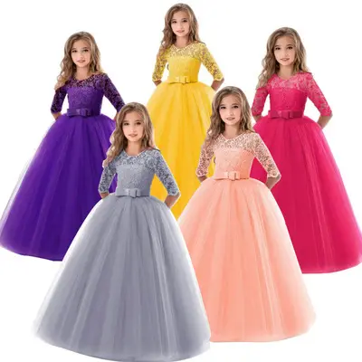 Christmas Kids Girls Birthday Party Wear Costume For Summer Princess Wedding Dress Teenagers Prom Dresses Lace Tutu