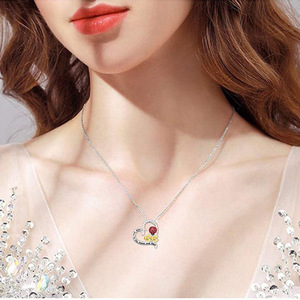 ฉันรักคุณดวงจันทร์และกลับแมลงเต่าทองดอกไม้หัวใจจี้สร้อยคอ - Product Image 3