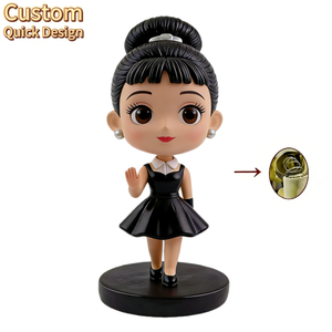 Figurine personnalisable rétro élégante avec robe noire – Bobblehead sur mesure - Product Image 2