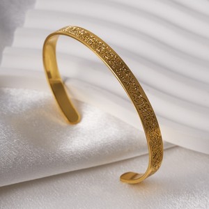 Bracciale in Acciaio Inossidabile Placcato <span class=keywords><strong>Oro</strong></span> 18k con Incisioni Arabe-Islamiche, Adatto sia per Uomini che Donne, <span class=keywords><strong>Adulti</strong></span> e Bambini, Regolabile - Product Image 4