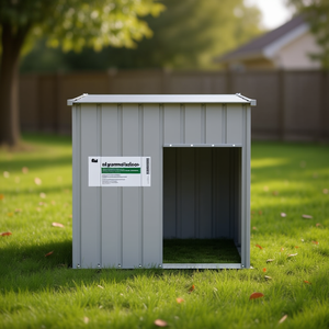 Cuccia per Cani in Acciaio Zincato Grigio Chiaro 43.3x40.6x42.9 Pollici, Resistente, per Esterni, per Razze Grandi - Product Image 2