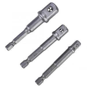 Type de clé Drill Chunk 3Pcs Socket Adapter 1/4 Hex Shank to 1/4 <span class=keywords><strong>3</strong></span>/81/<span class=keywords><strong>2</strong></span> Square Head Drill Bit Driver - Product Image 5