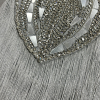 Robe de soirée élégante sans manches pour femme, haut de gamme, avec strass, franges et sequins, style bandage moulant, sans bretelles, modèle SB3953