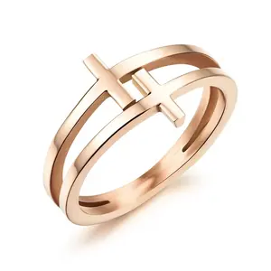 नई आगमन गुलाब सोना मढ़वाया धार्मिक डबल पार गहने सोने की जोड़ी कस्टम अंगूठी