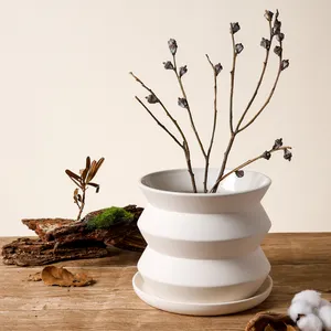 YST Keramikhersteller ODM Tisch handgefertigt edel und elegant modern natürlich Blumentöpfe und Pflanzer mit Tray