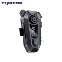 Casque de moto TIYPEOR avec interphone, microphone, écouteurs, écran LED, radio FM, étanche