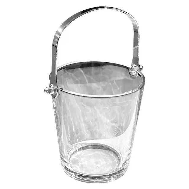 900ml kleine runde Glas-Eiskübel-Kits mit Stahl-Eis klemme Moderne, einfache Eiskübel-Sets aus klarem Glas