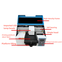 2024 baru Desktop Digital kepala tunggal Tx800 pencetak Uv 20x30cm A4 Uv Flatbed Printer casing ponsel stiker kaca akrilik