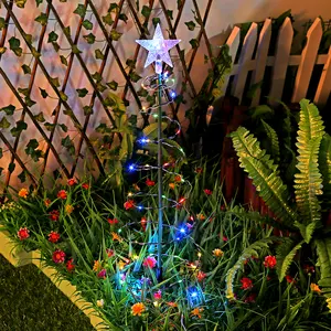 2023 nuova decorazione di natale pieghevole all'aperto giardino solare luce esterna atmosfera LED luce albero di natale decorazione della luce