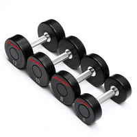 Gym Komersial Harga bagus CPU kepala bulat kekuatan bulat bumper dumbel kustom Set Halter uretana