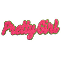 Patch en chenille « Pretty Girl » avec lettres, broderie pelucheuse, appliqué thermocollant ou à coudre pour vêtements, chapeaux, sacs, DIY, personnalisé, vente en gros