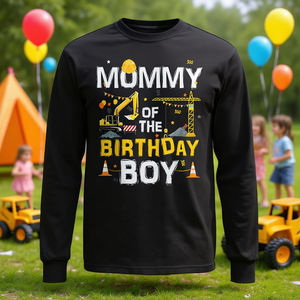 Maglietta a maniche lunghe da donna con stampa 'Mommy Of The Birthday Boy Construction Crew' - Product Image 3