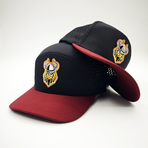 Casquette de baseball de golf respirante à 6 panneaux de haute qualité en tissu polyester, réglable avec fermeture à pression, visière incurvée, motif léopard à pois Dobby - Product Image 1