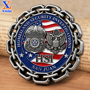 Pièces de <span class=keywords><strong>D</strong></span>éfi Personnalisées Agent Spécial HSI Alliage de Zinc 3D Émail Pièces Commémoratives pour Services de Police - Product Image 1