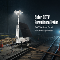Caméra PTZ extérieure à énergie solaire, tour de surveillance mobile CCTV pour la surveillance à distance des chantiers