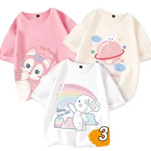 Raccomandare magliette da ragazza stampate con cartoni animati Polo Casual 100 in maglia di poliestere per bambini vestiti a manica corta bambini
