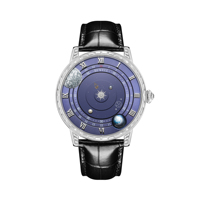 Reloj de negocios de alta gama para hombre, pulsera de lujo con caja de acero inoxidable y correa de cuero, reloj automático de acero inoxidable