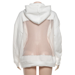 เสื้อฮู้ดผ้าตาข่ายรัดเชือกหลังเปลือยสีพื้นสำหรับผู้หญิง คอลเลคชั่นใหม่ประจำฤดูใบไม้ร่วง/ฤดูหนาว แฟชั่น - Product Image 6