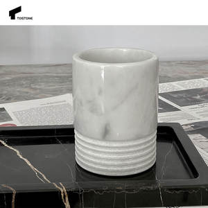 Tostone 2025 juego de tazas para verter hecho a mano blanco mármol de Carrara piedra Natural grabado decoración de sala de té para sala de estar cocina caliente - Product Image 4