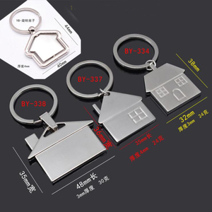Portachiavi Economici a Forma di Casa in Lega Souvenir Artigianato in Metallo Incisione Laser Personalizzata Portachiavi in Metallo 3D Vuoto con Logo Stampato - Product Image 5