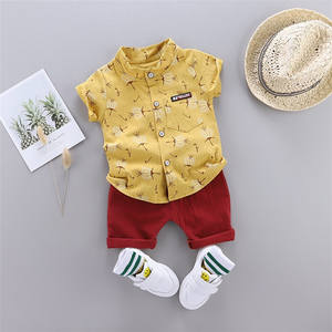 Vêtements pour enfants OEM ODM, ensemble de vêtements d'été pour bébé garçon, chemise + pantalon, ensembles de vêtements pour enfants, ensembles de vêtements pour garçons - Product Image 3
