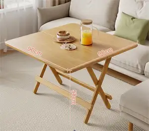 Tavolo pieghevole in legno massello rotondo piccolo tavolo da pranzo quadrato pieghevole per uso domestico piccolo tavolo
