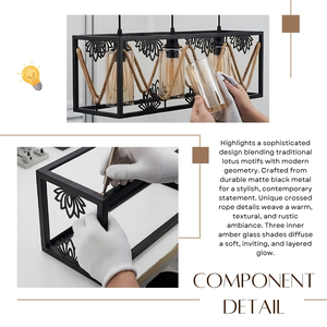 Excellente lampe suspendue industrielle linéaire en corde à découpe lotus vintage, nouveau design, pour îlot de cuisine, vente en gros - Product Image 4
