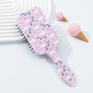 Coussin d'air en plastique Brosse à cheveux Massage du cuir chevelu Outils de coiffure Peigne à cheveux dessin animé professionnel Impression plastique ABS Design <span class=keywords><strong>Licorne</strong></span> - Product Image 2
