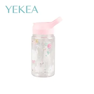 YEKEA 2022 Golden Printing Baby Kids Cartoon 20oz Clear Plastic Water Bottle Plastic Tumbler Kids Water Bottle Babe Boss